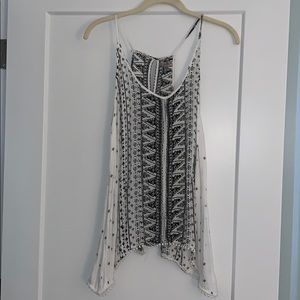 White Patterned Tank with Open Back